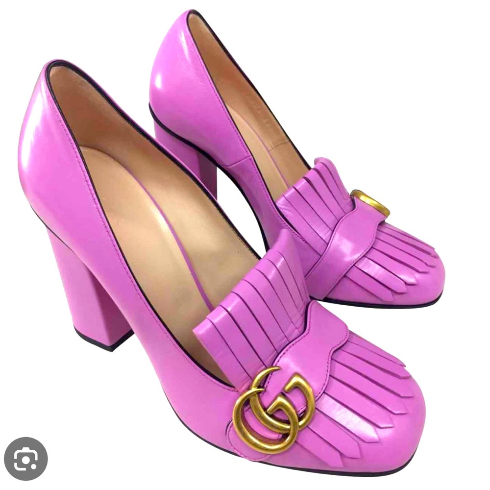 Gucci Marmont Heeled Loafers in Barbie Pink - Size 39